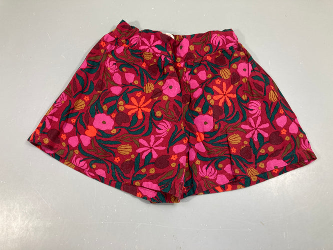 Jupe short rose fleurs rose/orange/vert, moins cher chez Petit Kiwi