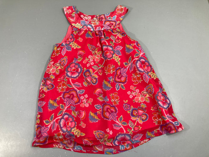 Robe s.m rouge à fleurs, moins cher chez Petit Kiwi