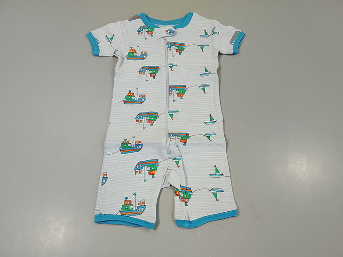Pyjama jersey Babygap bleu clair rayé blanc , bâteaux, moins cher chez Petit Kiwi