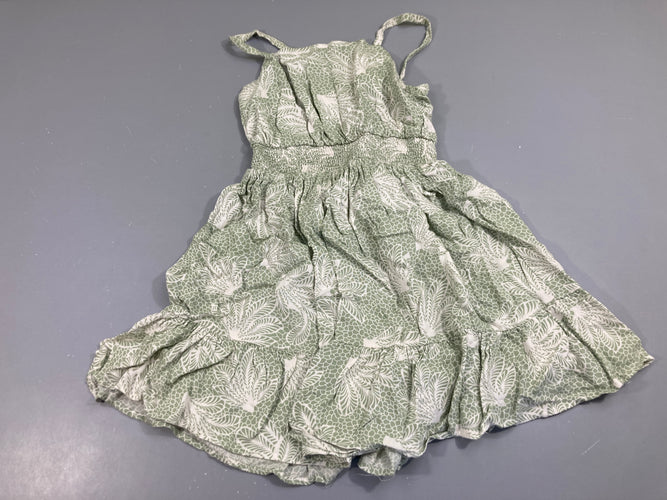 Robe  fines bretelles jersey vert et blanc, moins cher chez Petit Kiwi