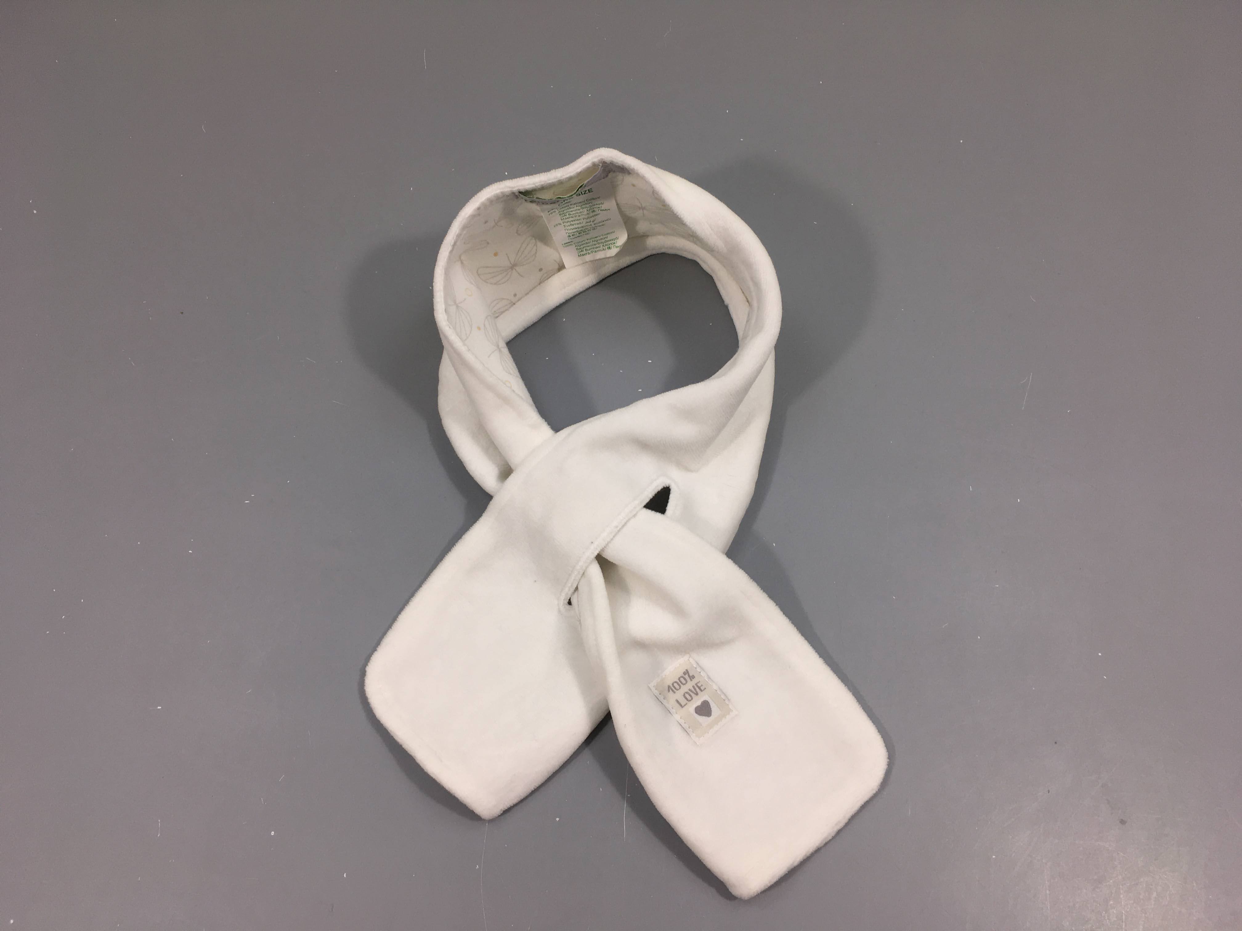 Petite écharpe bi-matière blanche velours/jersey motifs libellules 100%Love