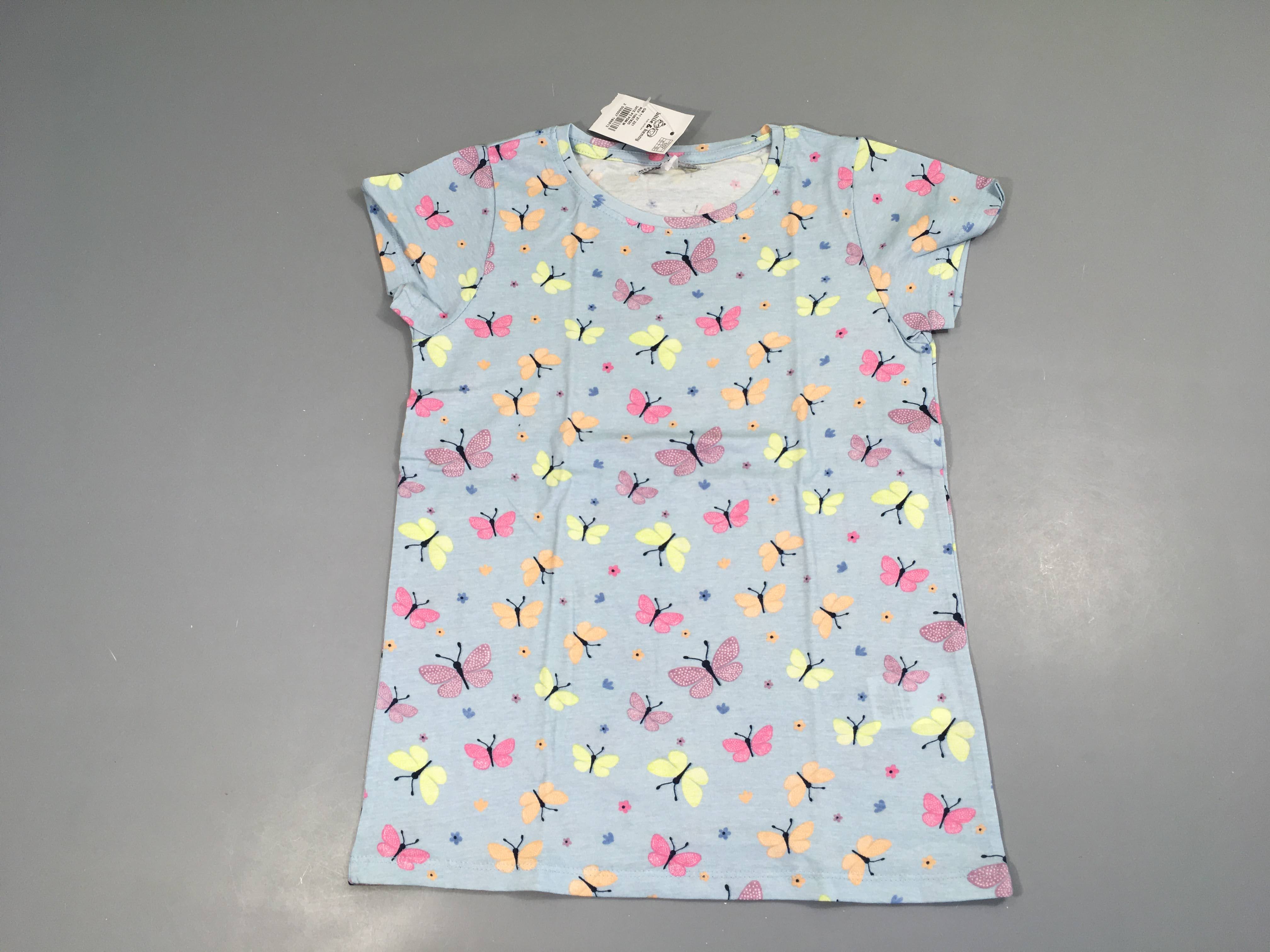 NEUF T-shirt m.c bleu papillons