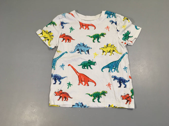 T-shirt m.c blanc dinos palmiers, moins cher chez Petit Kiwi