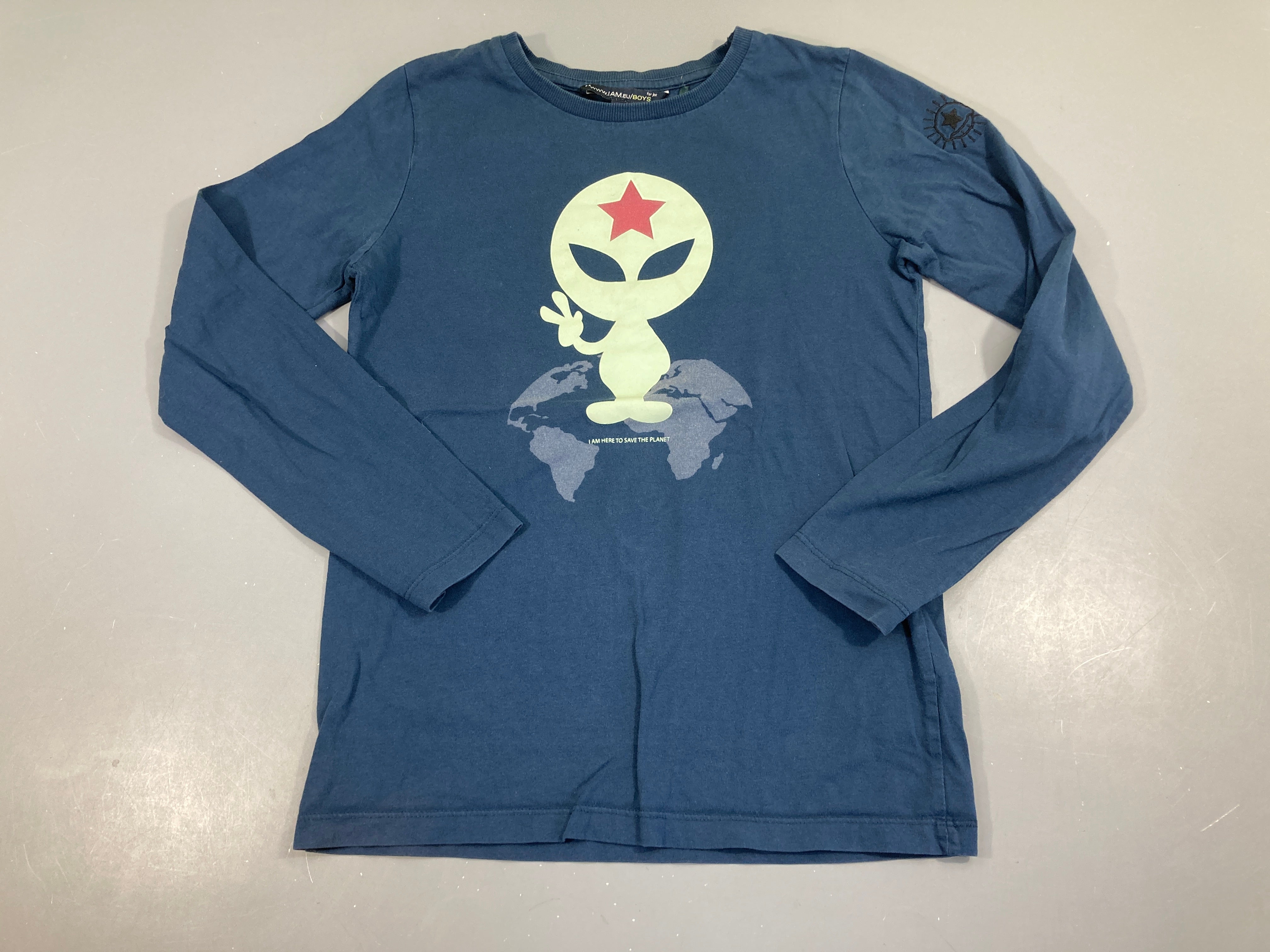 T-shirt m.l bleu Extra terrestre Légèrement bouloché