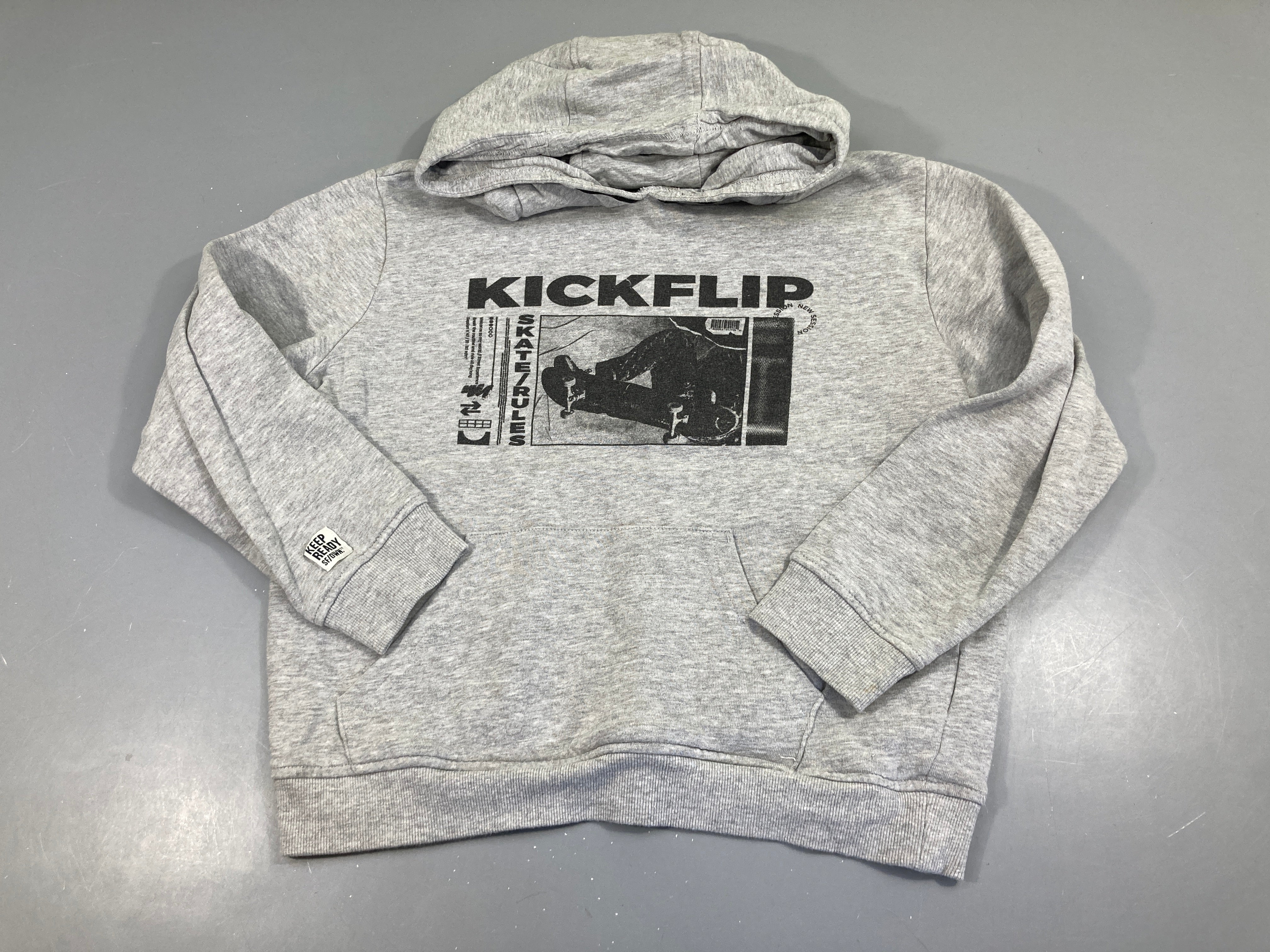 Sweat à capuche gris chiné KICKFLIP