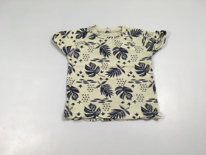 T-shirt m.c coton piqué vert feuilles, moins cher chez Petit Kiwi