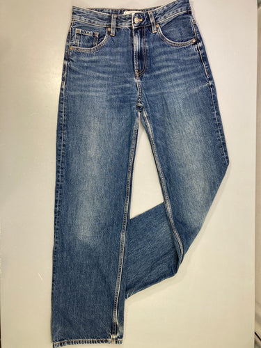 Jeans foncé Straight 26 éraillé couture bas, moins cher chez Petit Kiwi