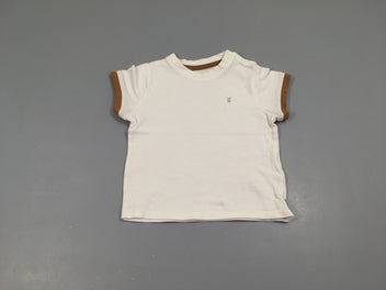 T-shirt m.c coton piqué blanc/brun