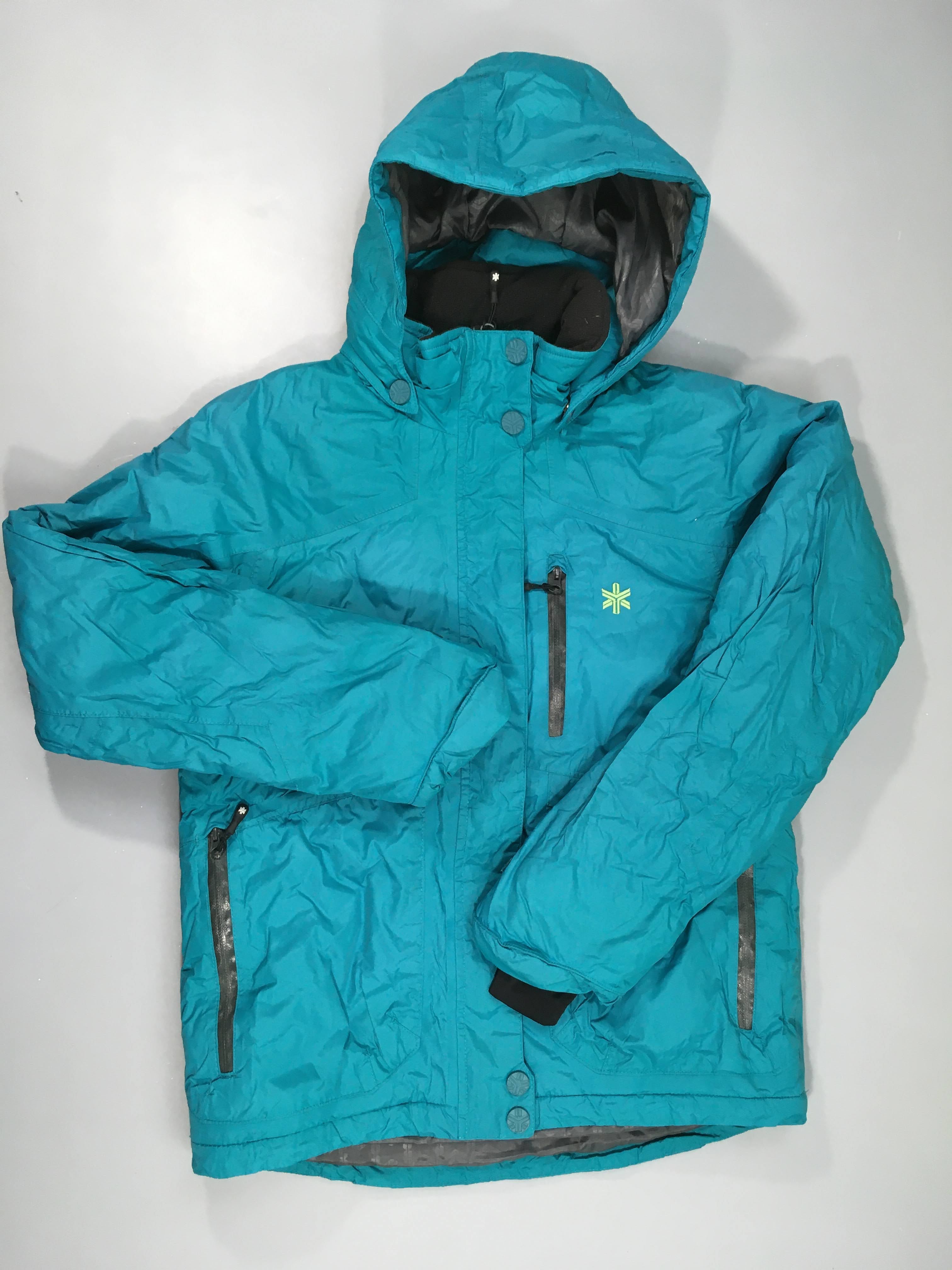 Veste de ski bleu/vert à capuche amovible, Ellos