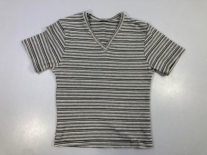 T-shirt m.c cropped rayé  gris, moins cher chez Petit Kiwi