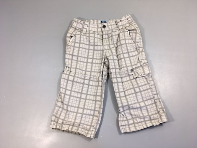 Bermuda long gris à carreaux, moins cher chez Petit Kiwi