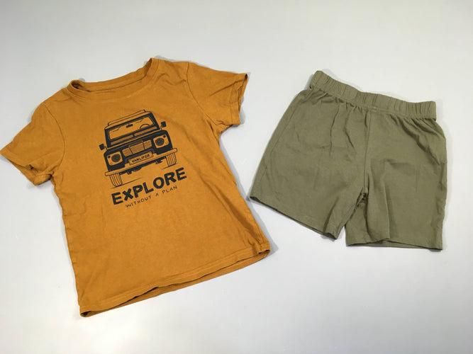Pyjashort 2pcs jersey camel/kaki Explore, moins cher chez Petit Kiwi
