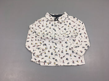 Chemise m.l blanc bateaux