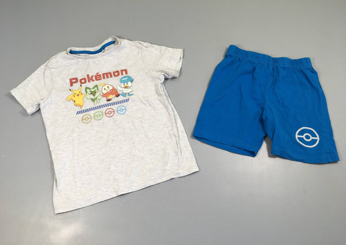 Pyjashort 2pcs jersey gris chiné/bleu Pokemon, moins cher chez Petit Kiwi