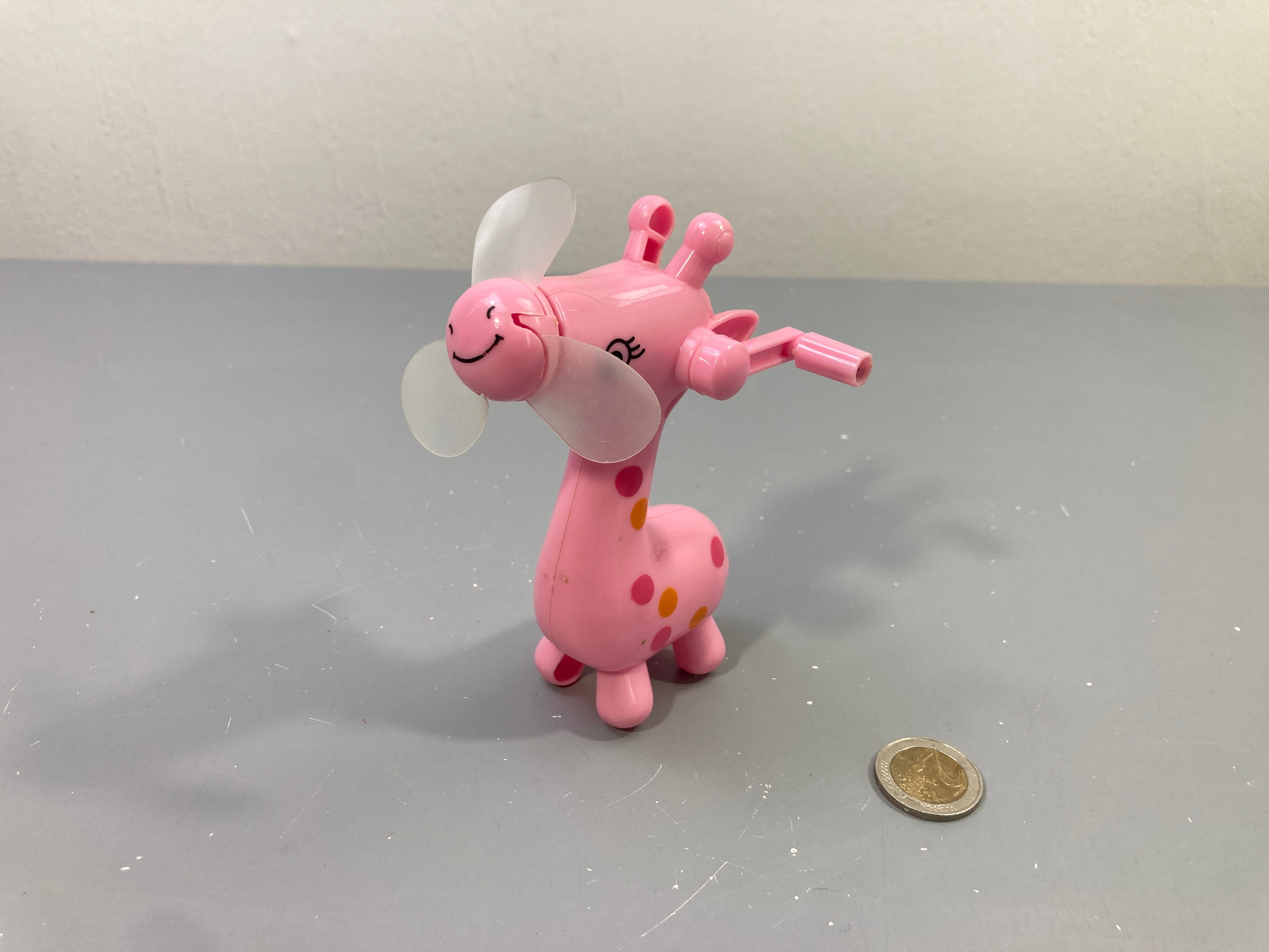 Mini-ventilateur manuel  girafe rose-Fonctionne