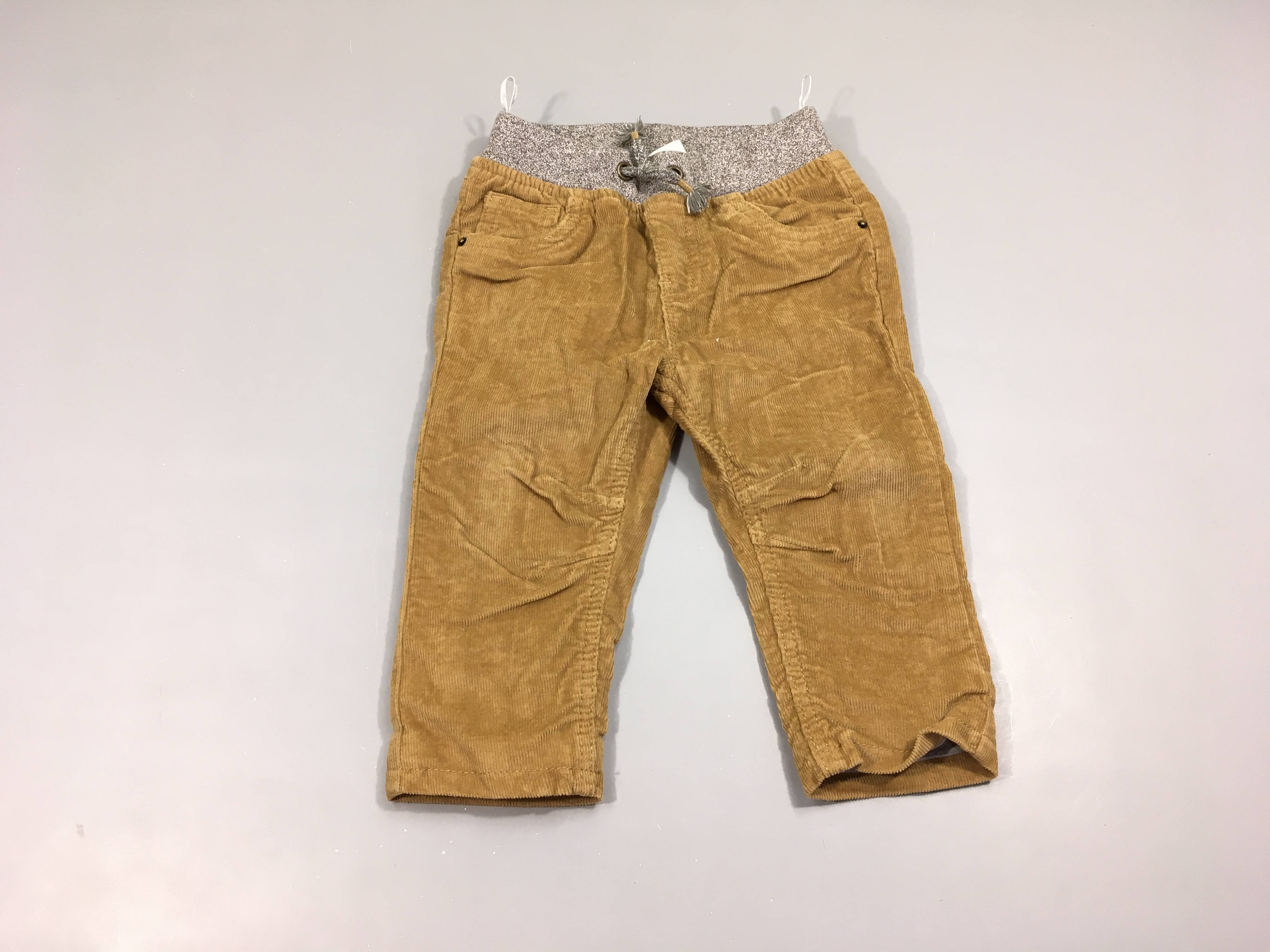 Pantalon velours côtelé beige doublé jersey