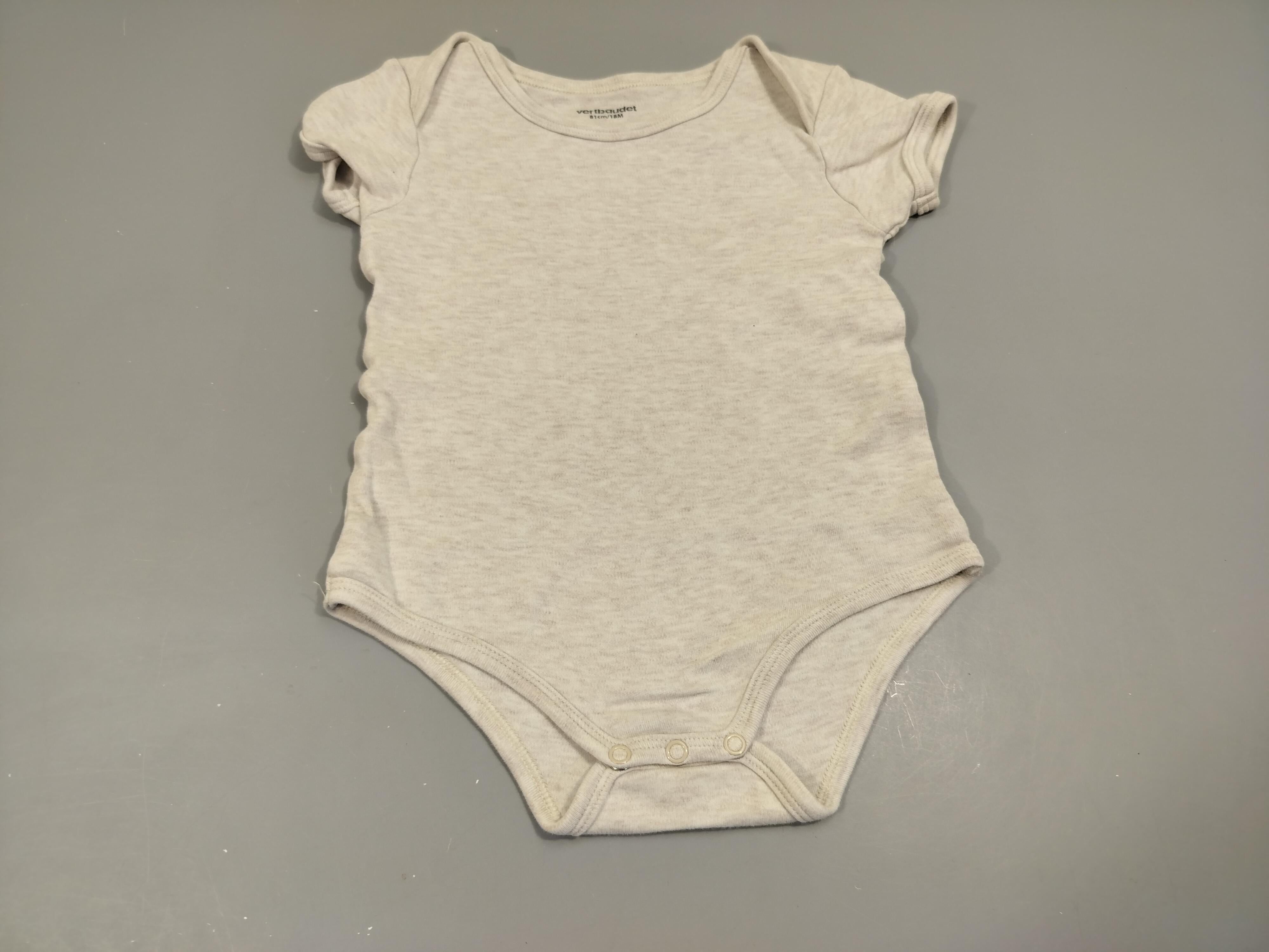 Body m.c gris clair flammé.  100% coton