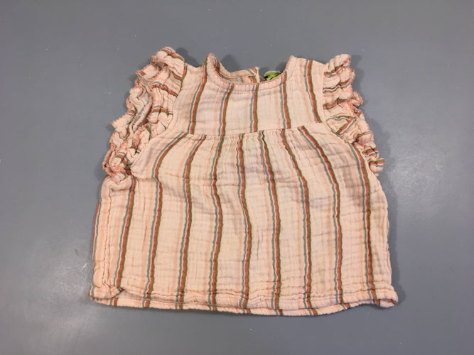 Blouse coton tetra rose ligné, moins cher chez Petit Kiwi