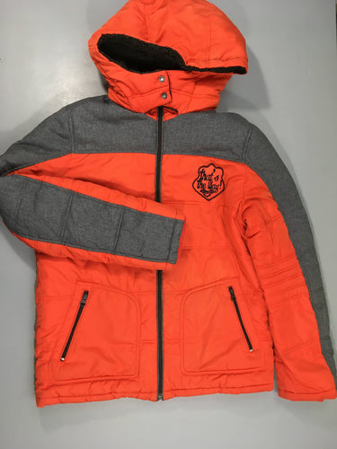 Veste ouatinée à capuche orange-gris That's the way, moins cher chez Petit Kiwi
