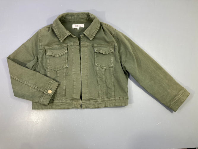 Veste en jean kaki-Petite tache arrière manche D (voir photo) T.38, moins cher chez Petit Kiwi