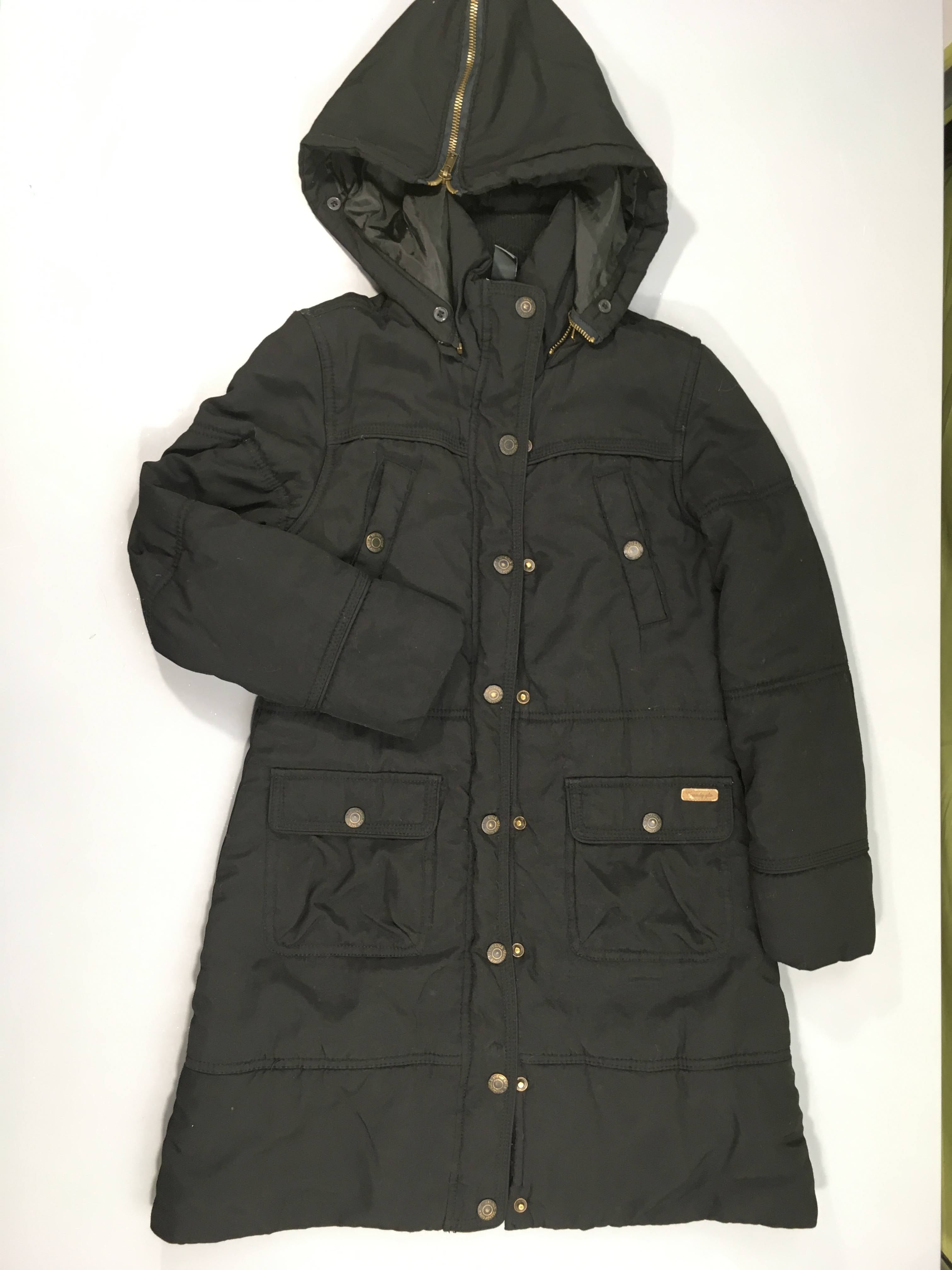 Veste ouatinée noire à capuche amovible zip