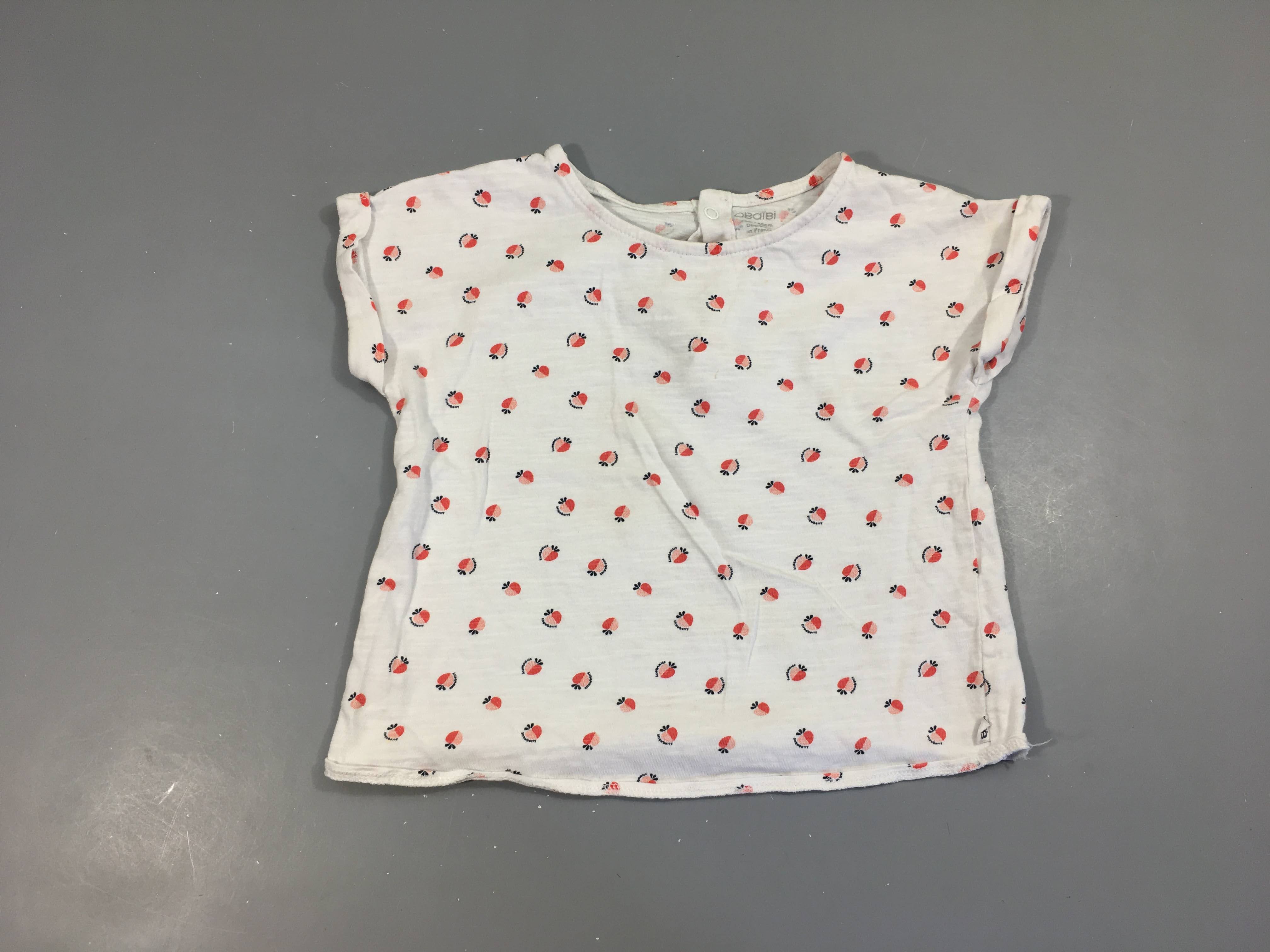 T-shirt m.c blanc flammé fruits