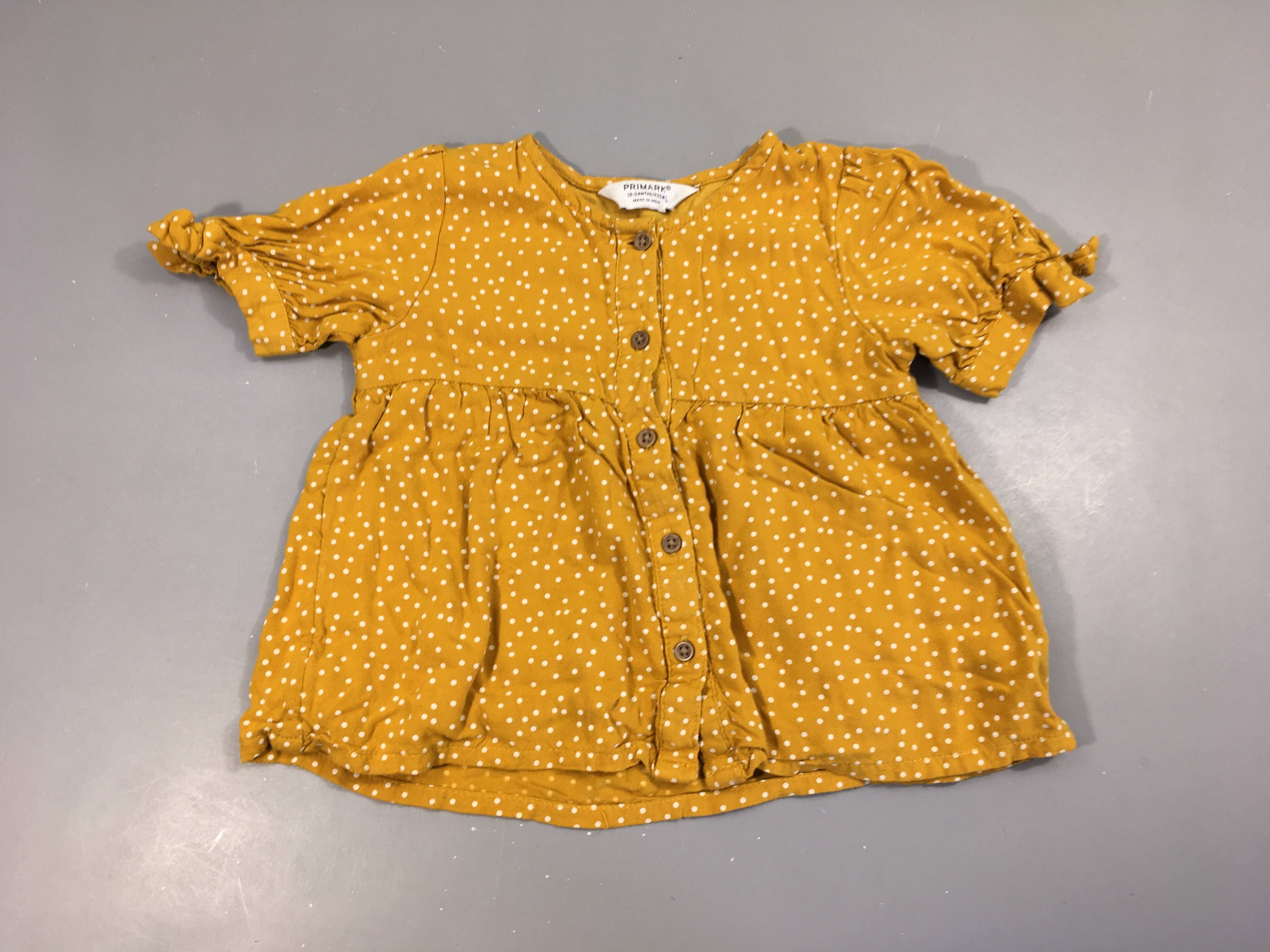 Blouse m.c moutarde pois blancs