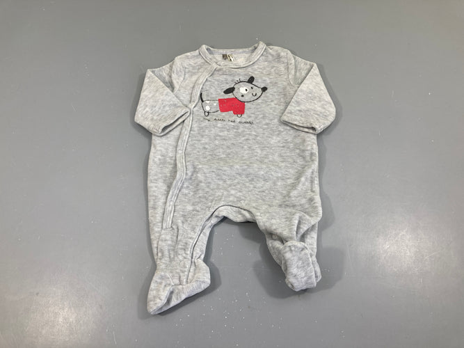 Pyjama velours gris chien, moins cher chez Petit Kiwi
