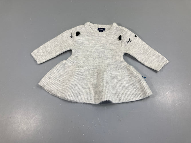Robe pull m.l gris clair chiné ours épaules, moins cher chez Petit Kiwi