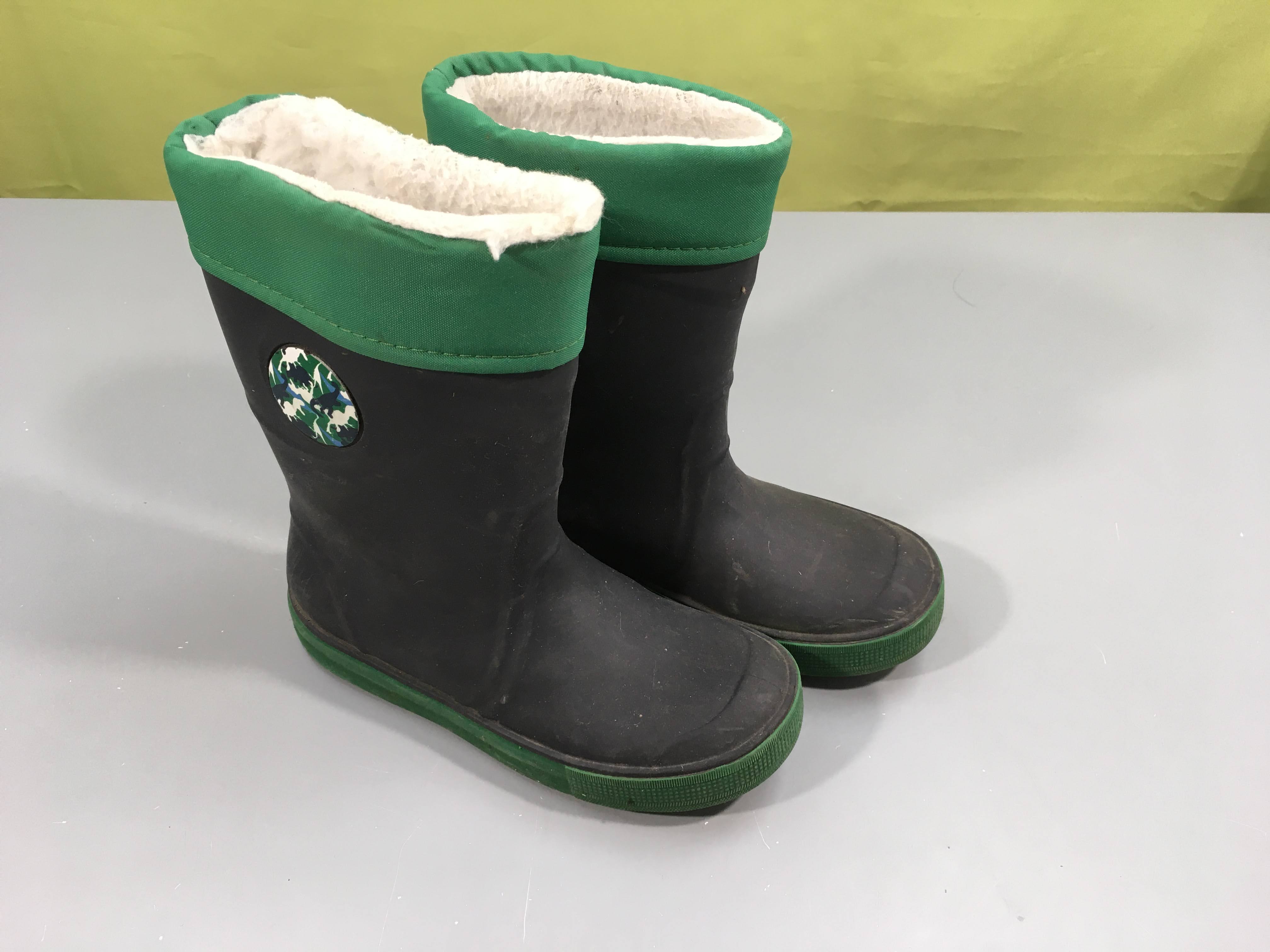Bottes de pluie fourrées bleu/vert dinos, 30-31