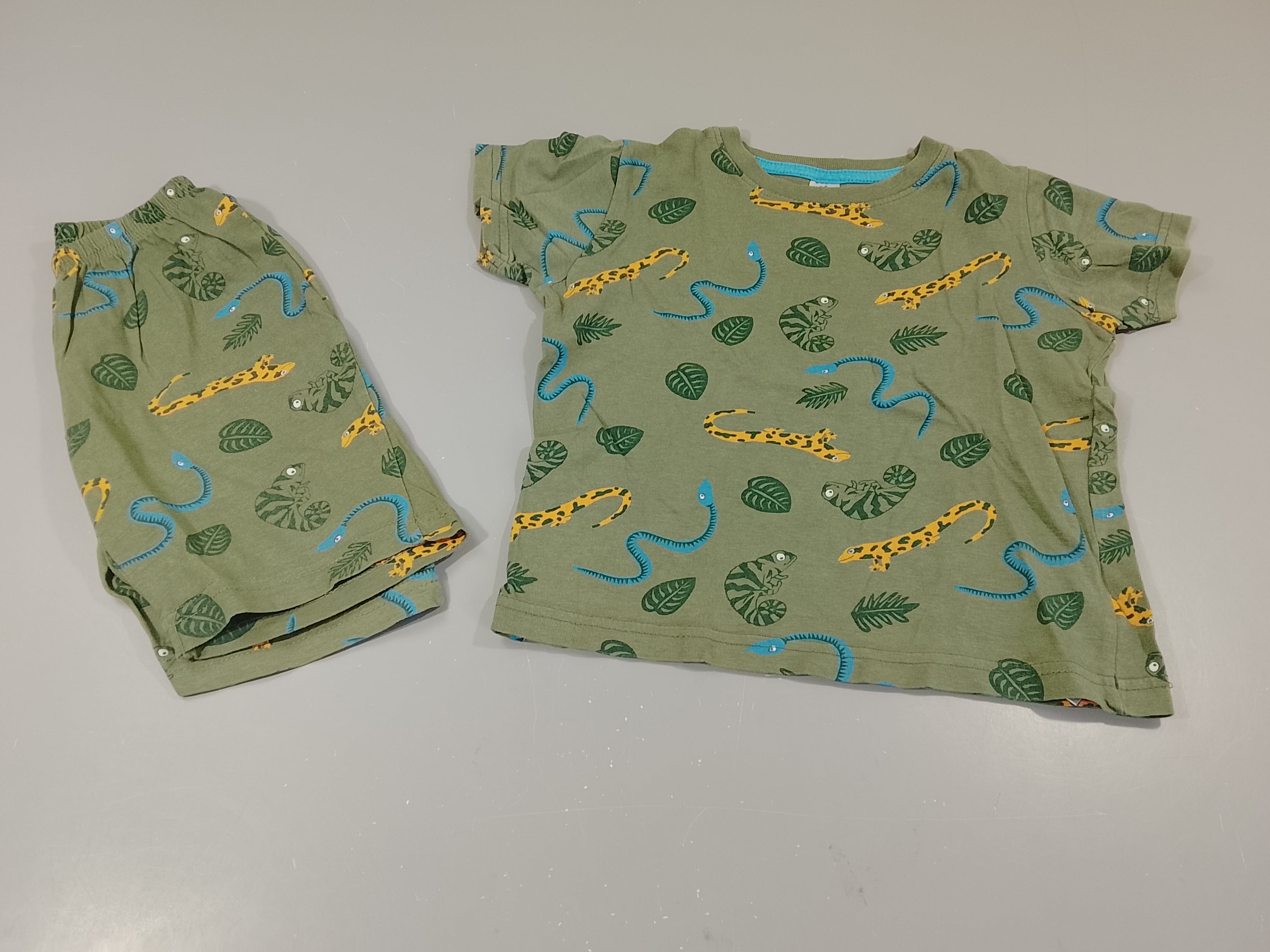 Pyjashort 2pcs jersey  vert animaux
