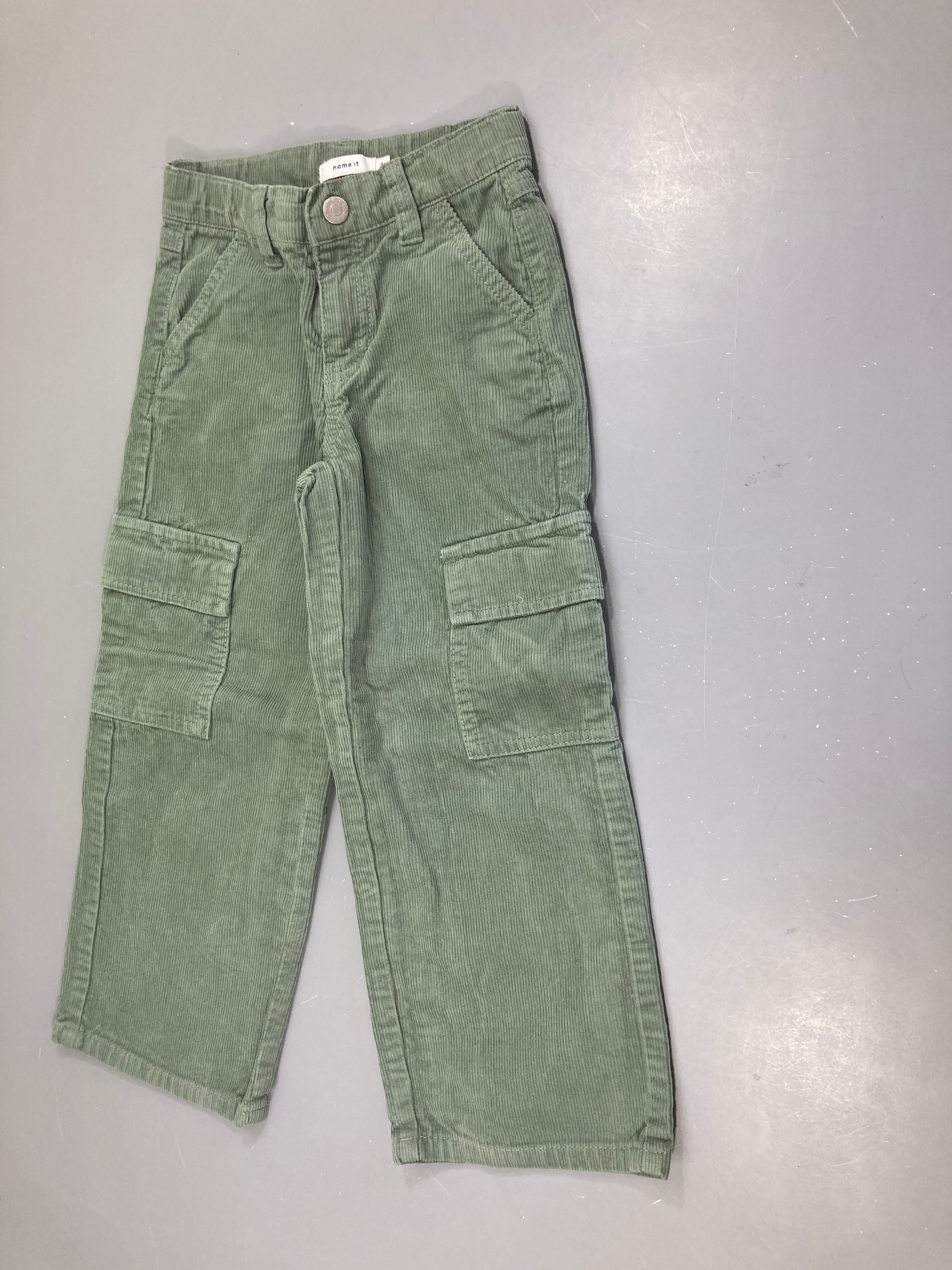 Pantalon cargo large velours côtelé kaki