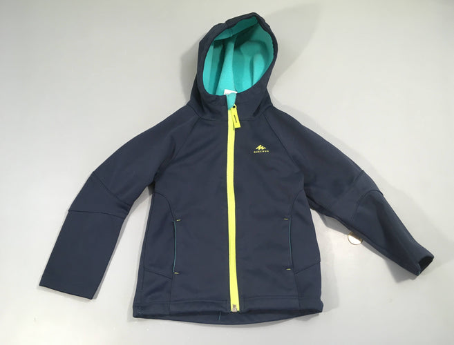 Veste softshell bleu doublé polar à capuche, moins cher chez Petit Kiwi