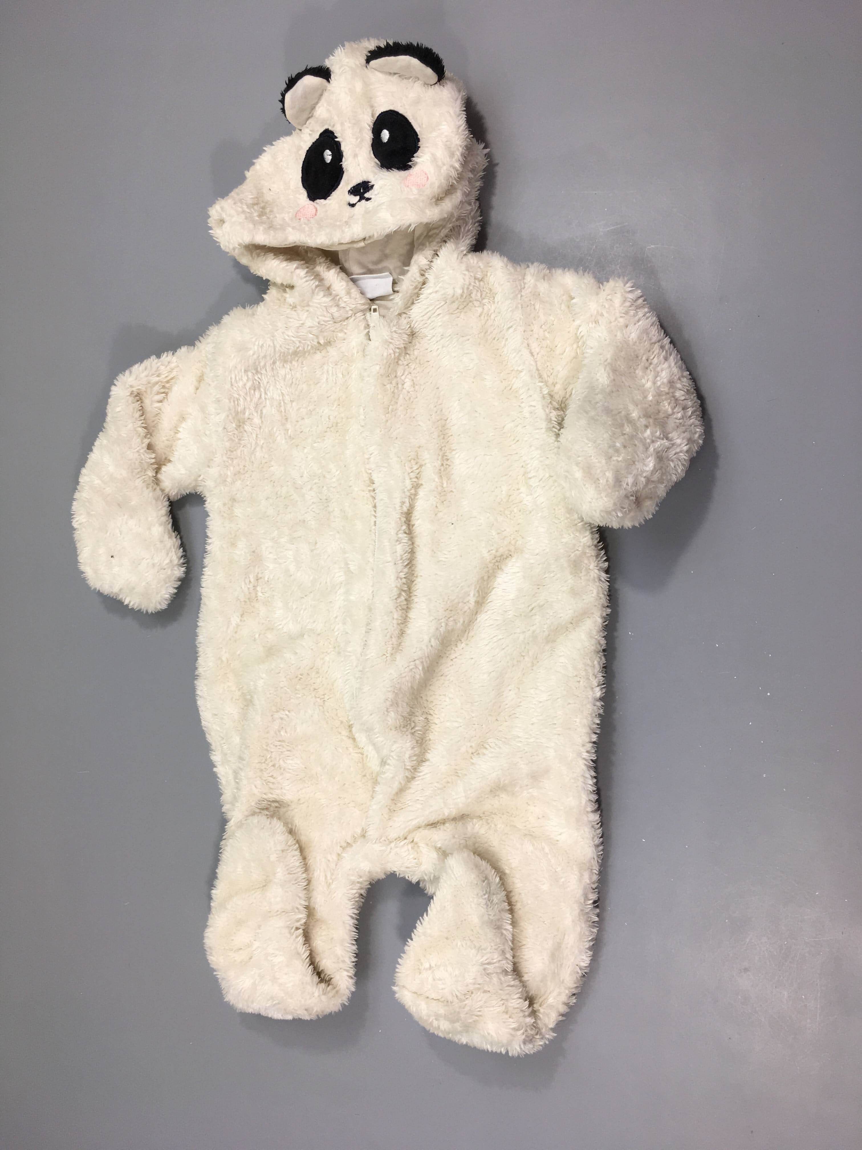 Combinaison pilote velours blanc à capuche panda