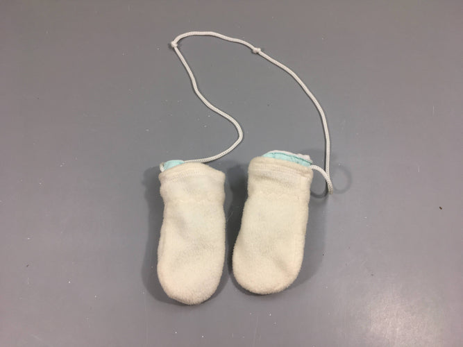 Moufles 2 en 1-Polar blanc/turquoise ouatiné, moins cher chez Petit Kiwi