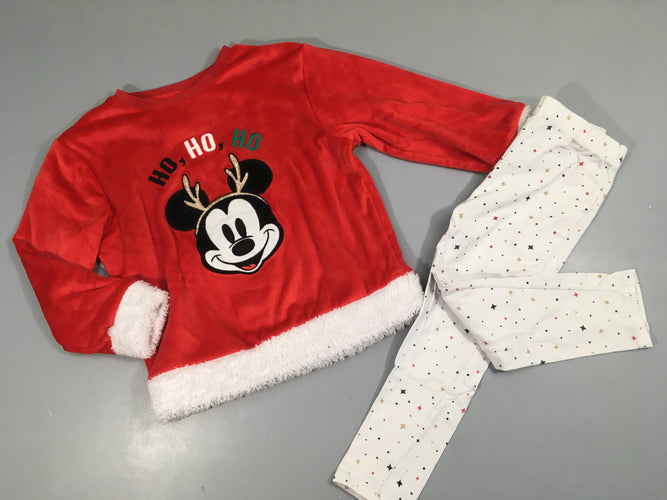 Pyjama 2pcs velours rouge Mickey Noël, moins cher chez Petit Kiwi