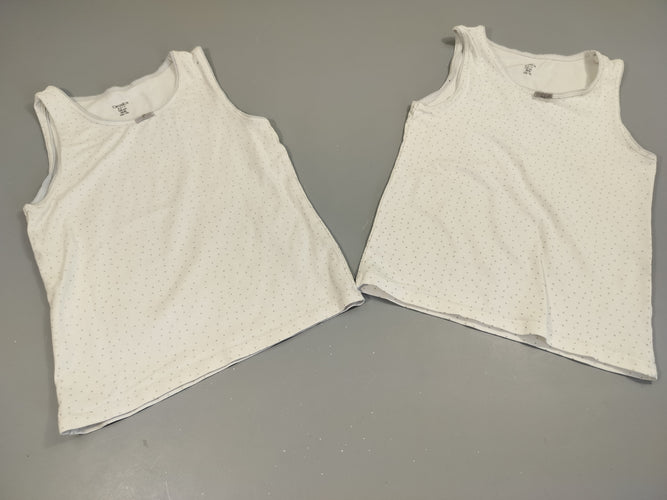 2 chemisettes blanches à pois gris, moins cher chez Petit Kiwi