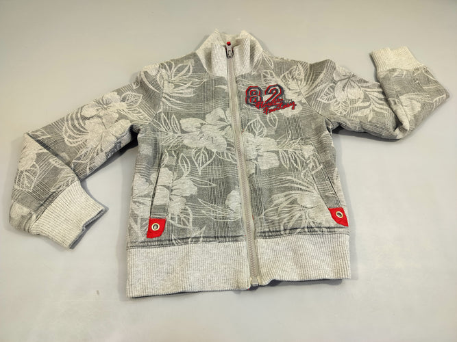 Veste réversible zippée à capuche  Avanti rouge et grise/ grise à carreaux motifs fleurs, moins cher chez Petit Kiwi