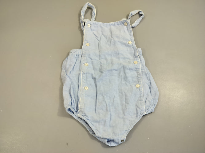 Salopette short blau clair flammé, moins cher chez Petit Kiwi