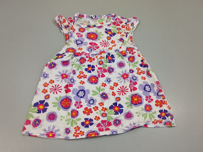 Robe m.c blanche à fleurs, toutes petites taches sur le dessus, moins cher chez Petit Kiwi