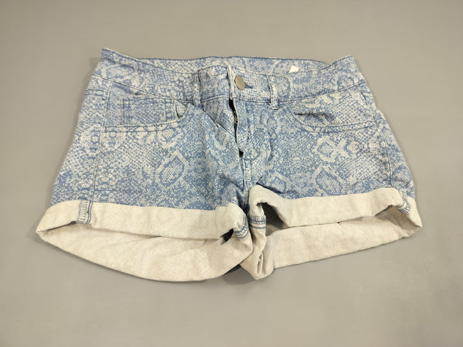Short à revers denim bleu imprimer serpent, moins cher chez Petit Kiwi