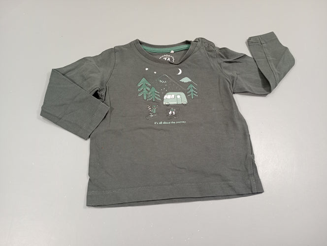 T-shirt m.l anthracite , caravane, camping., moins cher chez Petit Kiwi