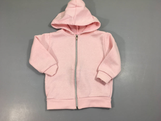 Sweat à capuche zippé rose pâle, moins cher chez Petit Kiwi