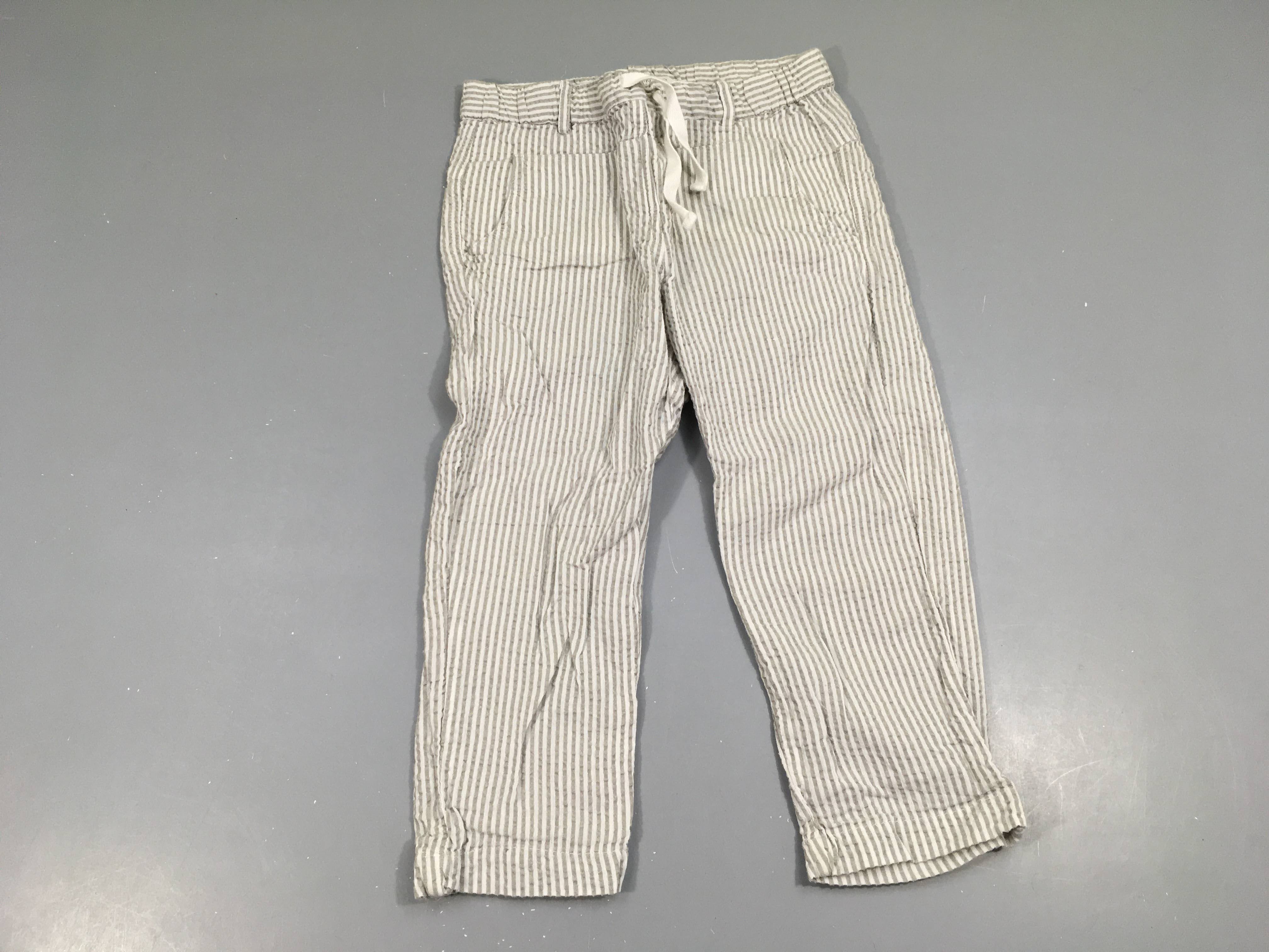 Pantalon léger blanc ligné gris