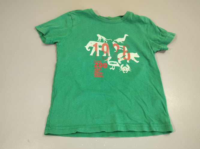 T-shirt m.c vert animaux blancs , légères taches, moins cher chez Petit Kiwi