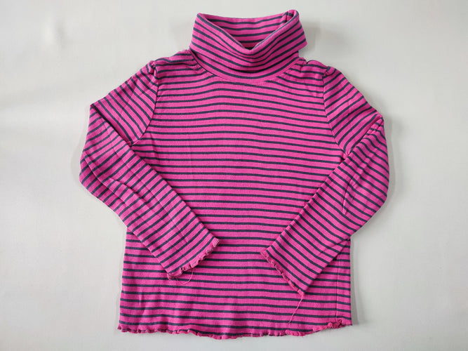 T-shirt m.l col roulé rose rayé gris foncé, moins cher chez Petit Kiwi