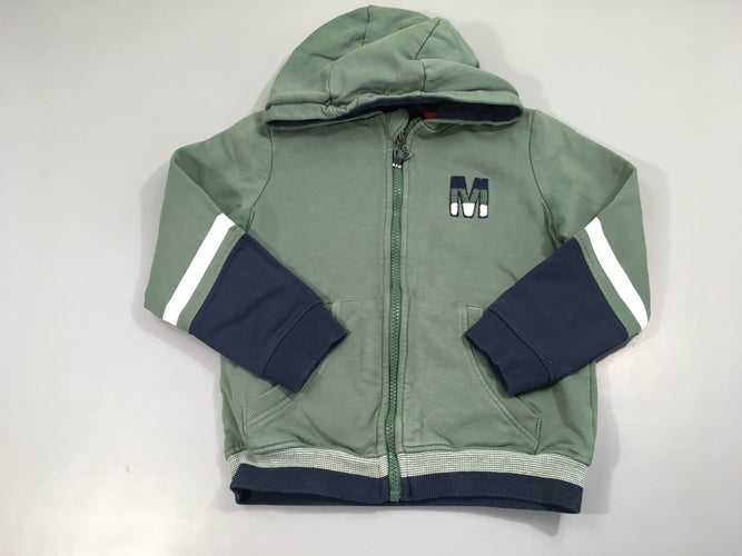 Sweat zippé à capuche kaki M, légèrement bouloché, moins cher chez Petit Kiwi