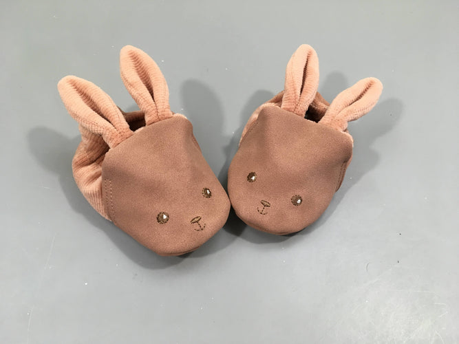 Etat neuf, chaussons lapin terracotta Kaloo, 0-6m, moins cher chez Petit Kiwi