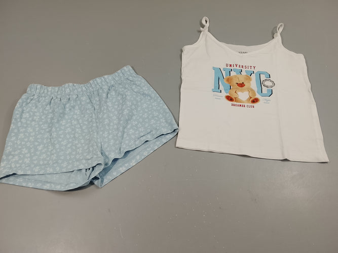 Pyjashort 2 pcs  bleu et blanc ours en peluche, moins cher chez Petit Kiwi