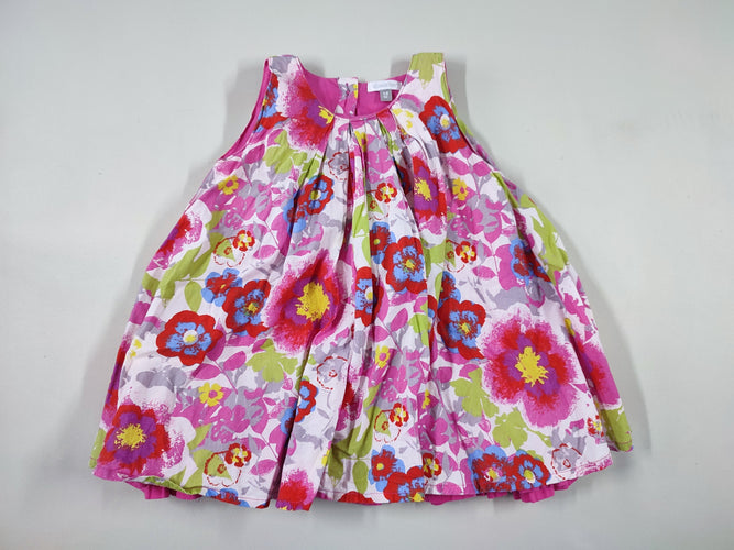 Robe s.m blanche à fleurs doublée coton, moins cher chez Petit Kiwi
